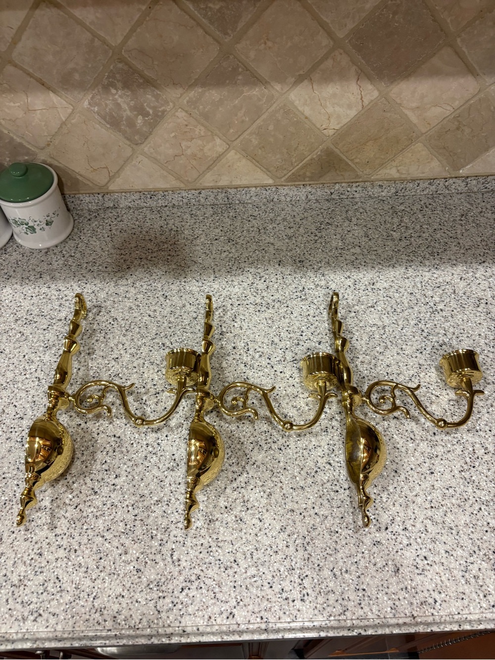 Set of 3 BALDWIN BRASS WALL SCONCE CANDLE HOLDERS W/ GLASS HURRICANE SHADES - Picture 5 of 11